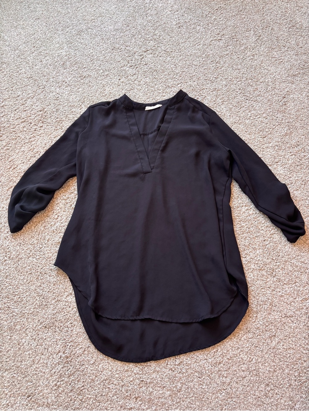 Lush Black V-Neck Long Sleeve Blouse